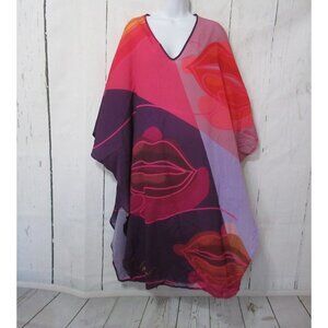 Kaftko Kaftan Ross Mathews Kiss Kiss Lips Men Woman Swim Cover Up Lounge
